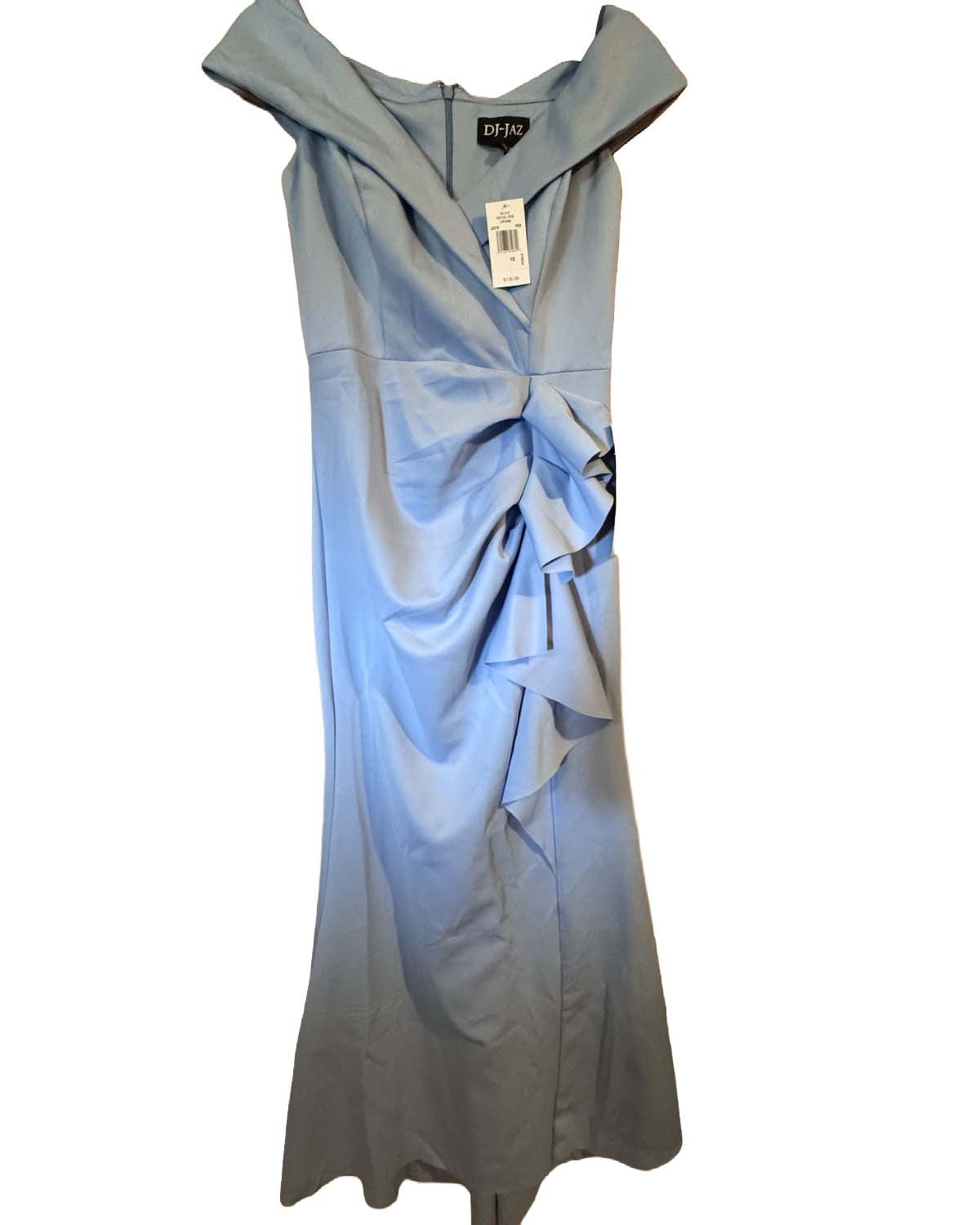 DJ-Jaz off-shoulder cascade gown in Periwinkle, Size 10