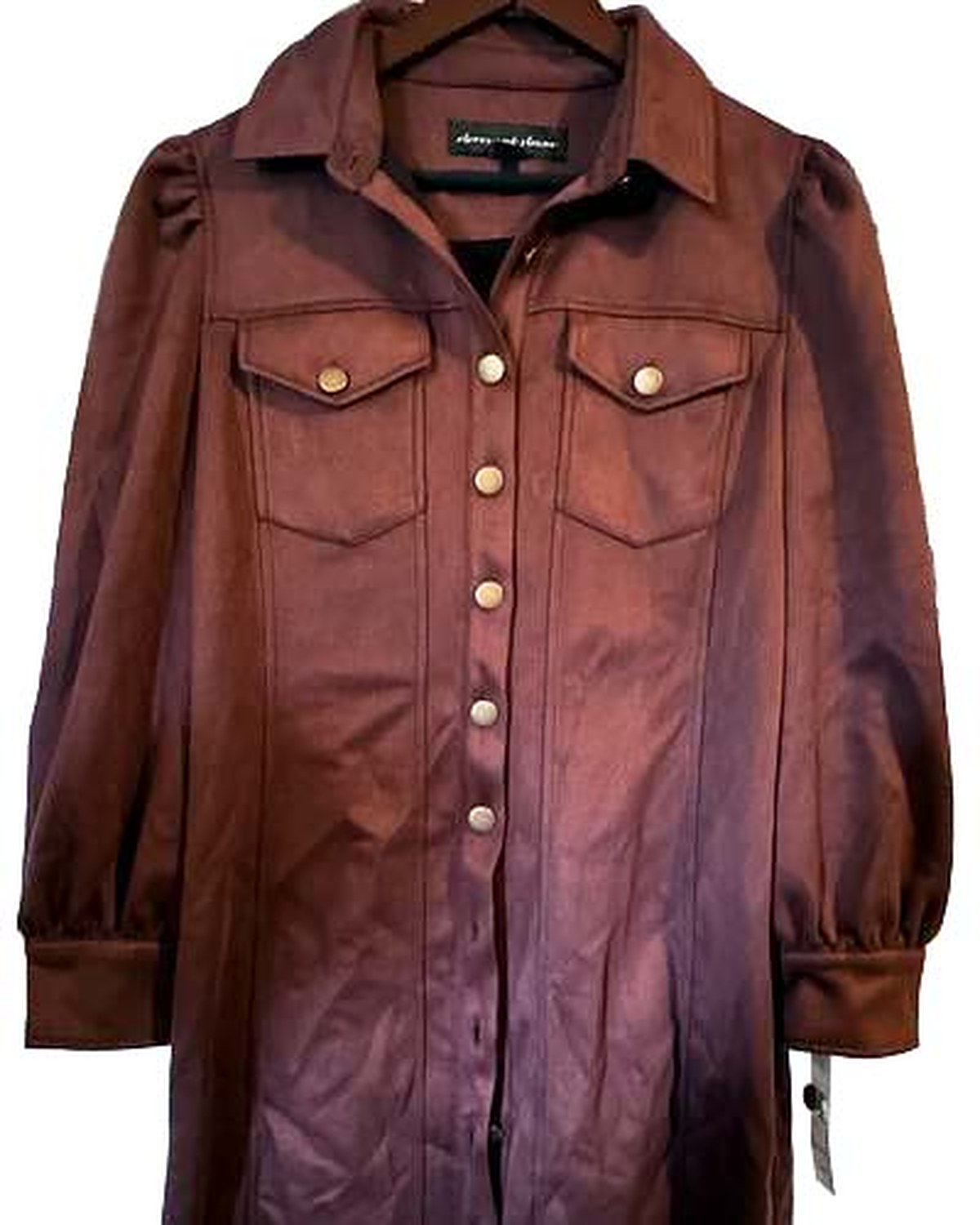 Clover & Sloane faux-suede shacket in Rum Raisin, Size 12