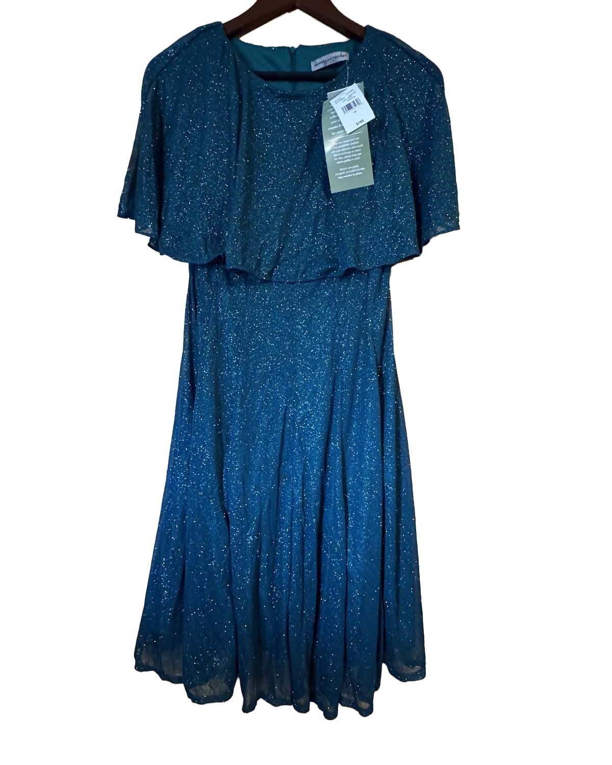 Danny & Nicole glitter capelet dress in Hunter, Size 10