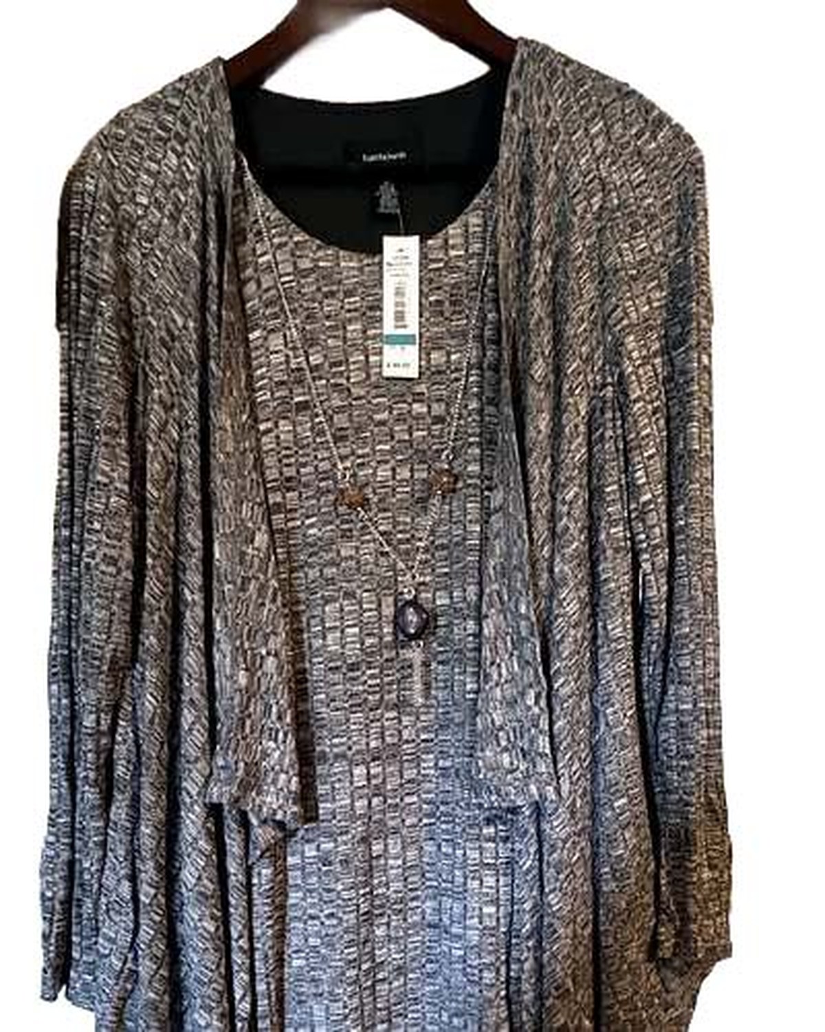 R&M Richards knit dress & duster in Charcoal, Size 16
