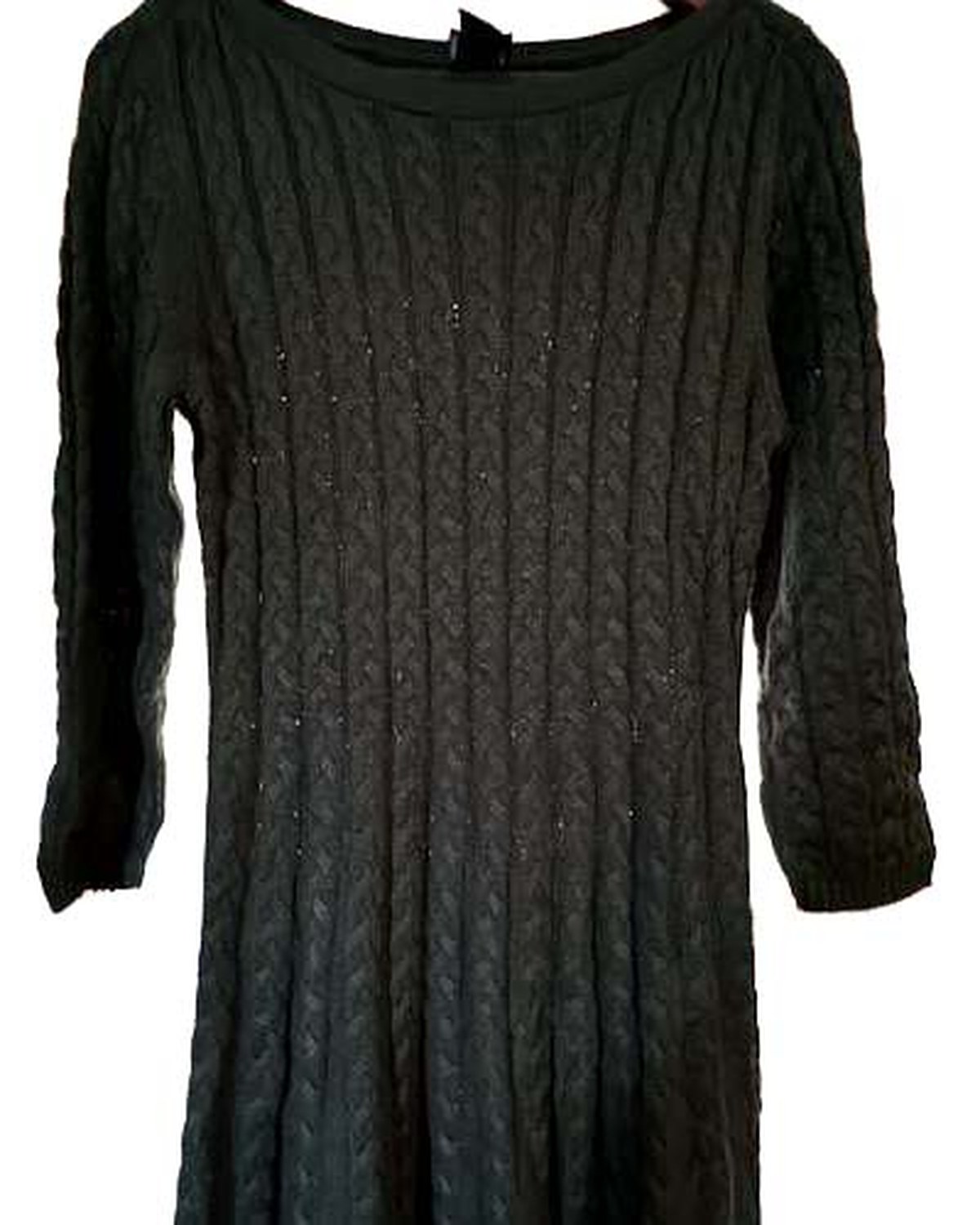 Cable-knit sweater dress in Black, Size L