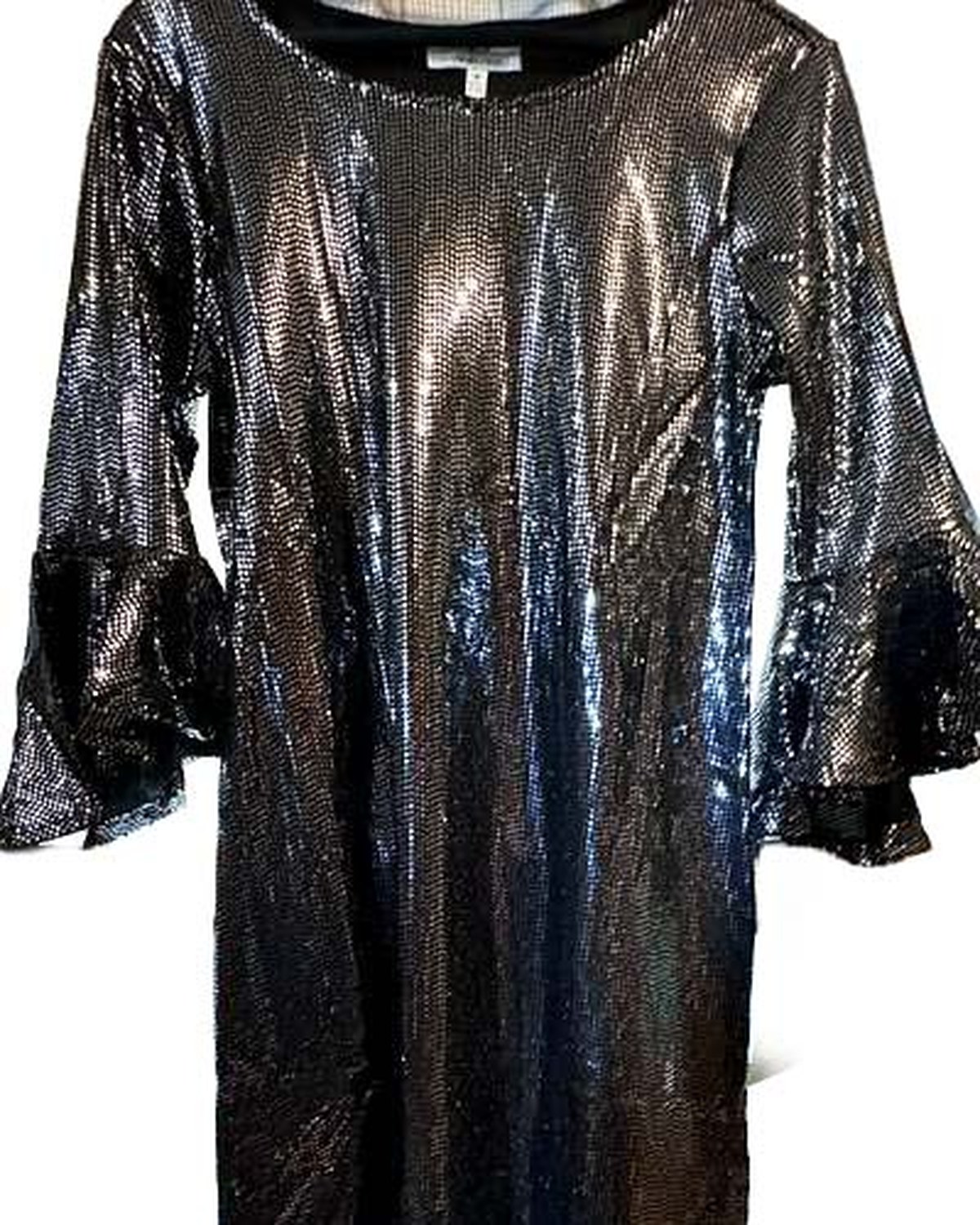 SD Collection sequin shift dress in Gunmetal Black, Size M