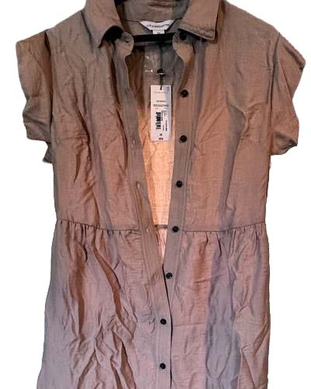Liz Claiborne linen-blend shirtdress in Coastal Beige, Size XS