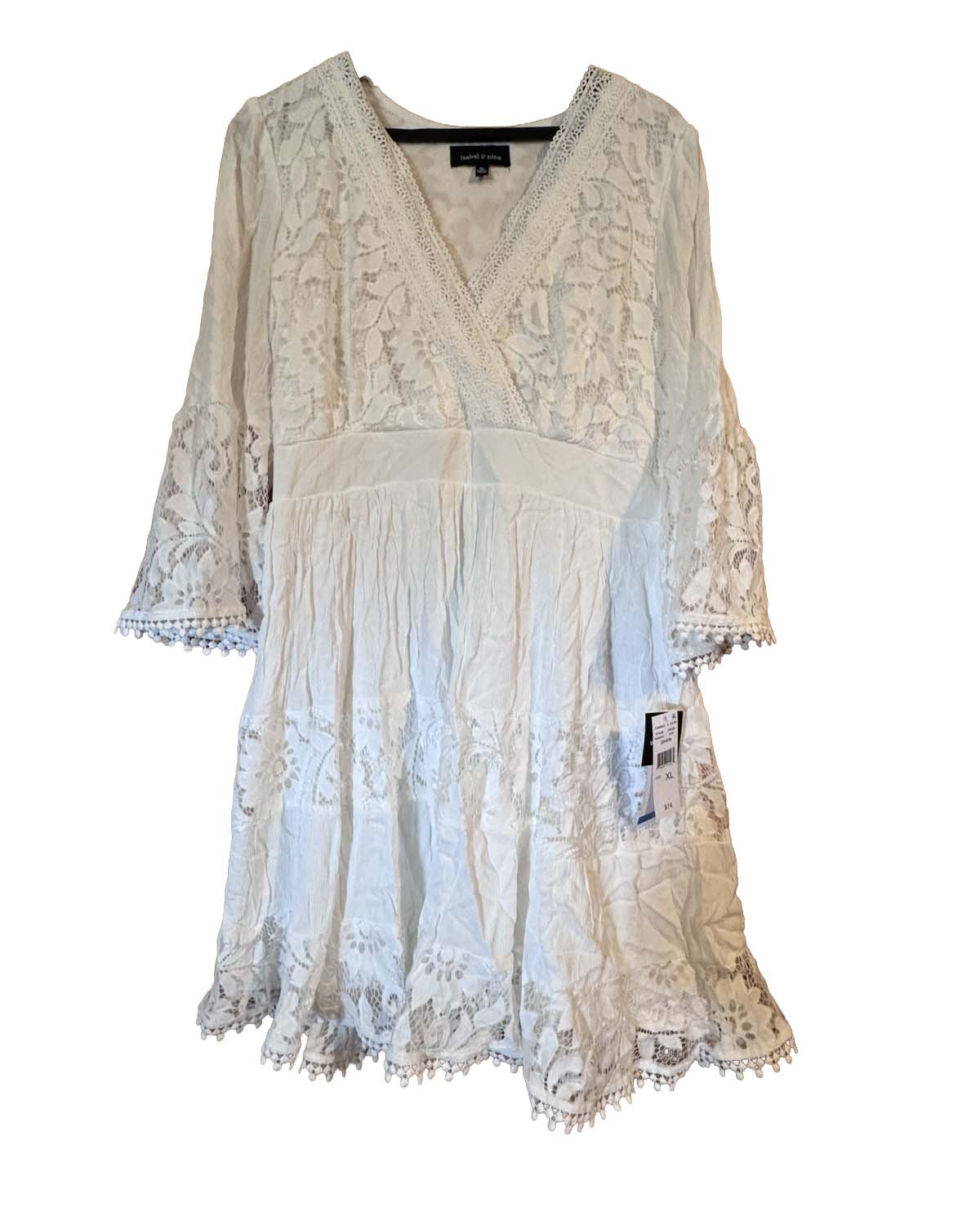 isabel & nina lace peasant dress in White, Size XL
