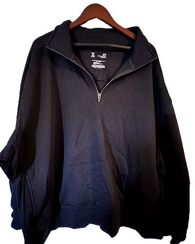 Super Soft Fleece half-zip top in Black, Size 2X