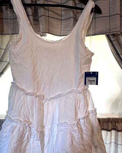 Tiered gauze romper in White, Size M
