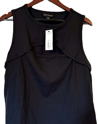 Bold Elements ribbed tank in Black, Size 1X
