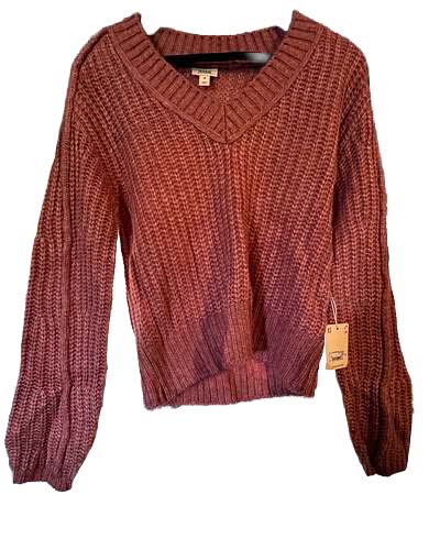Chunky V-neck sweater in Desert Sand, Size XS