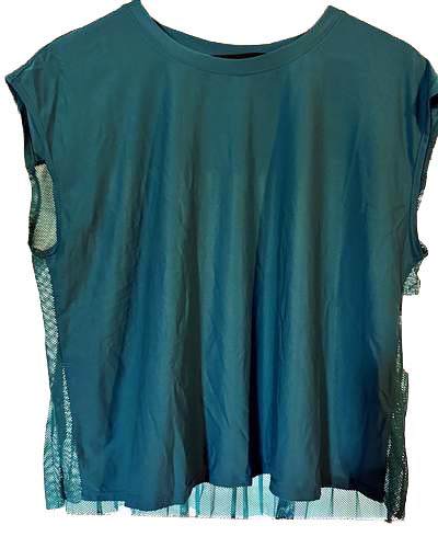 Loose tee with mesh back in Shady Glade, Size M