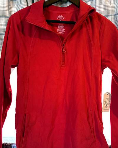 St. John's Bay quarter-zip fleece in Cabaret Red, Size S