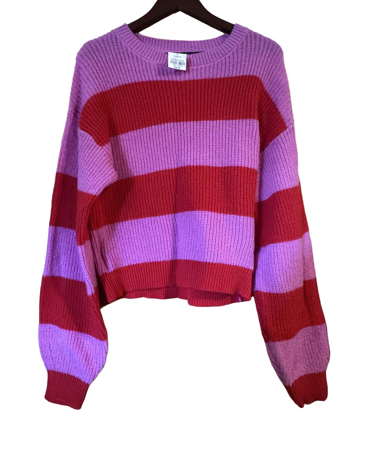 Colorblock stripe sweater in Pink / Red, Size TBC