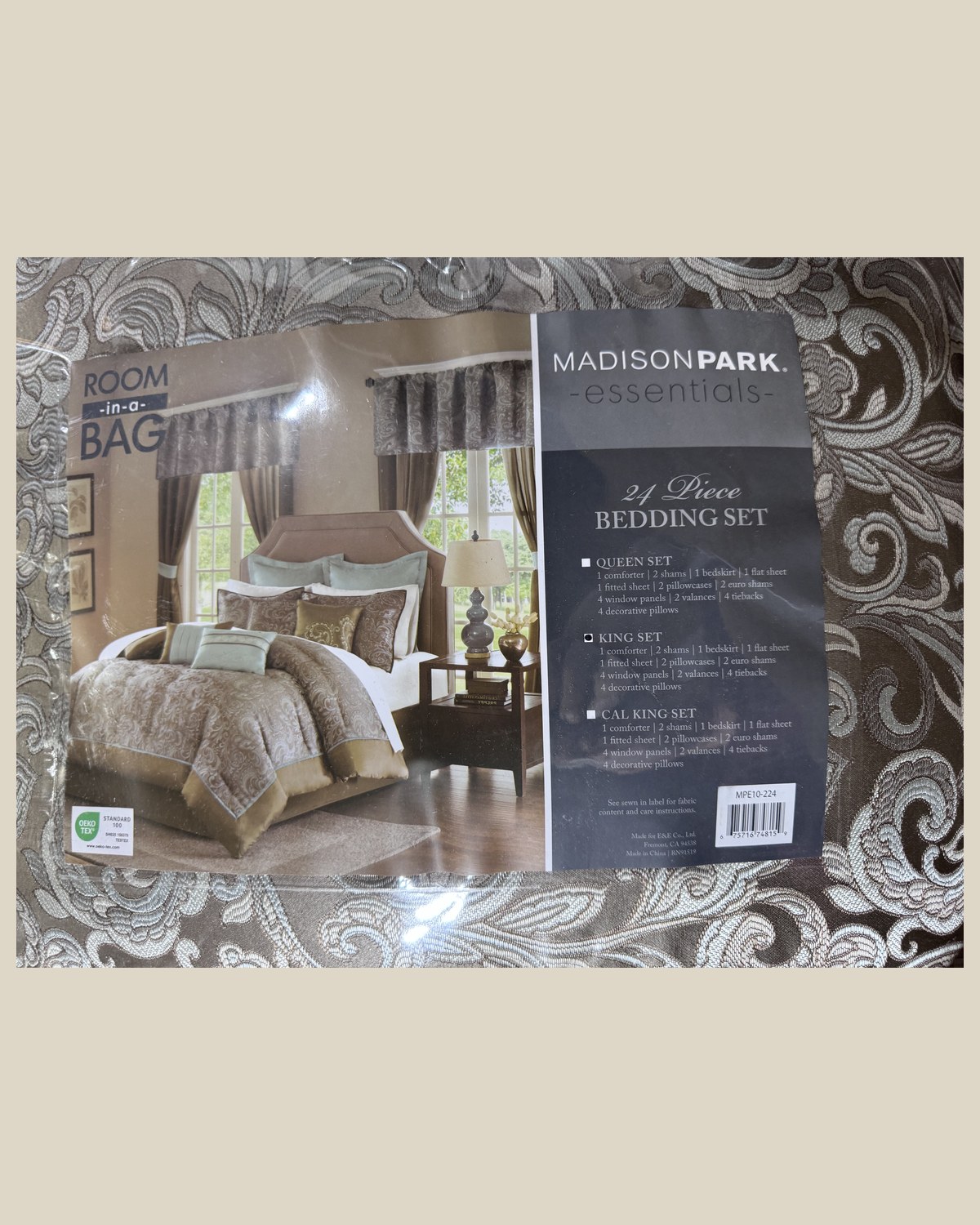 Madison Park Essentials Brystol 24-piece room in a bag, brown, King, sealed in original packaging